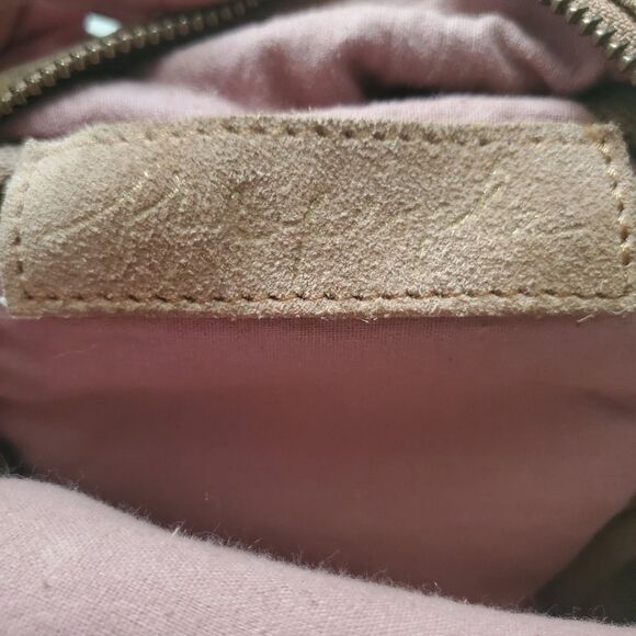 Free People Women’s Hudson Sling Bag Tan Suede Adjustable Strap Crossbody Brass - Picture 8 of 11